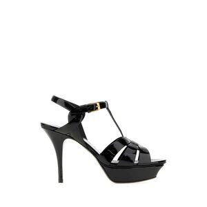 Saint Laurent Women Black Leather Tribute Sandals